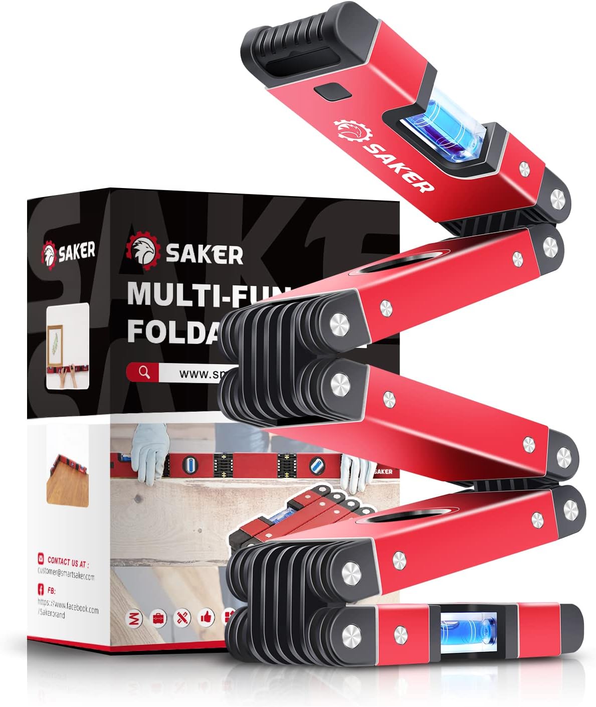 Saker Multi-function Foldable Level, 28-Inch Level Tool