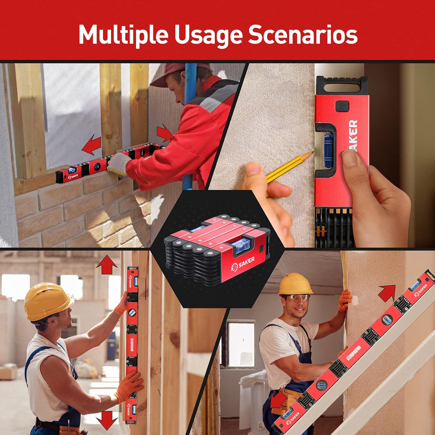 Saker Multi-function Foldable Level, 28-Inch Level Tool - Image 2