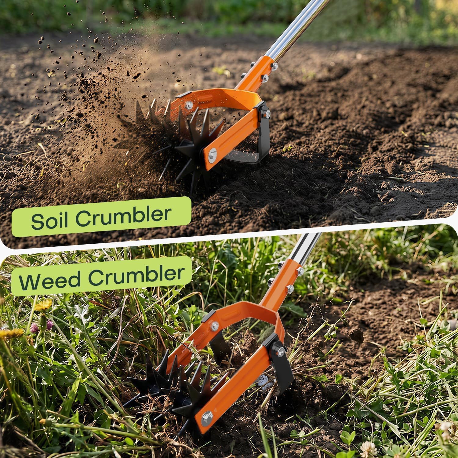 Rotary Cultivator Garden Tool, 2-in-1 Weeder & Soil Aerator with Detachable Weed Knife,73 - Image 2