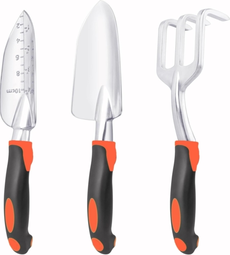 Garden Tools Set, 3 Pack Heavy Duty Gardening Tools Set Include Garden Shovel 1